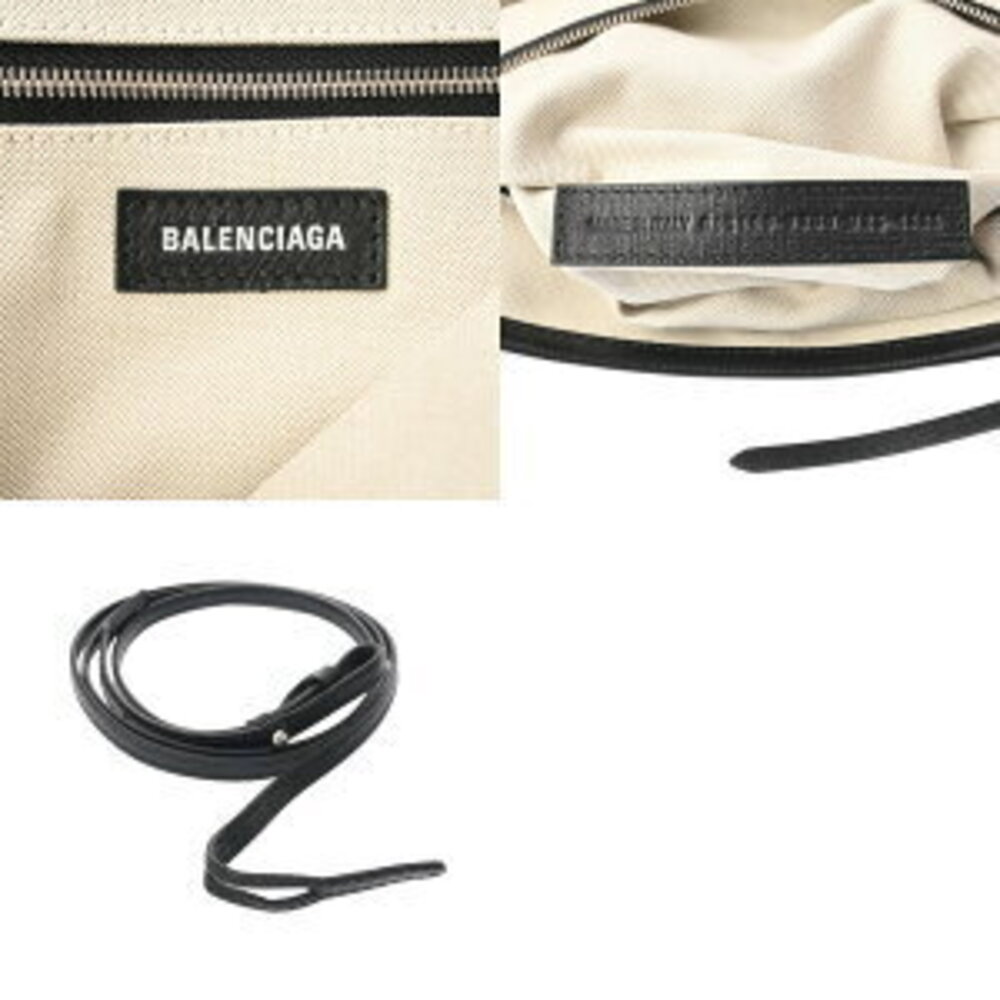 Balenciaga Biarritz Tote Black Canvas Square Calf Bag - Picture 9 of 9